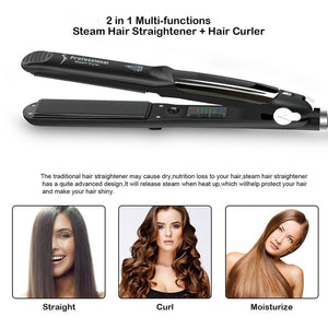 Professional 2 In 1 Steam Hair Straightener